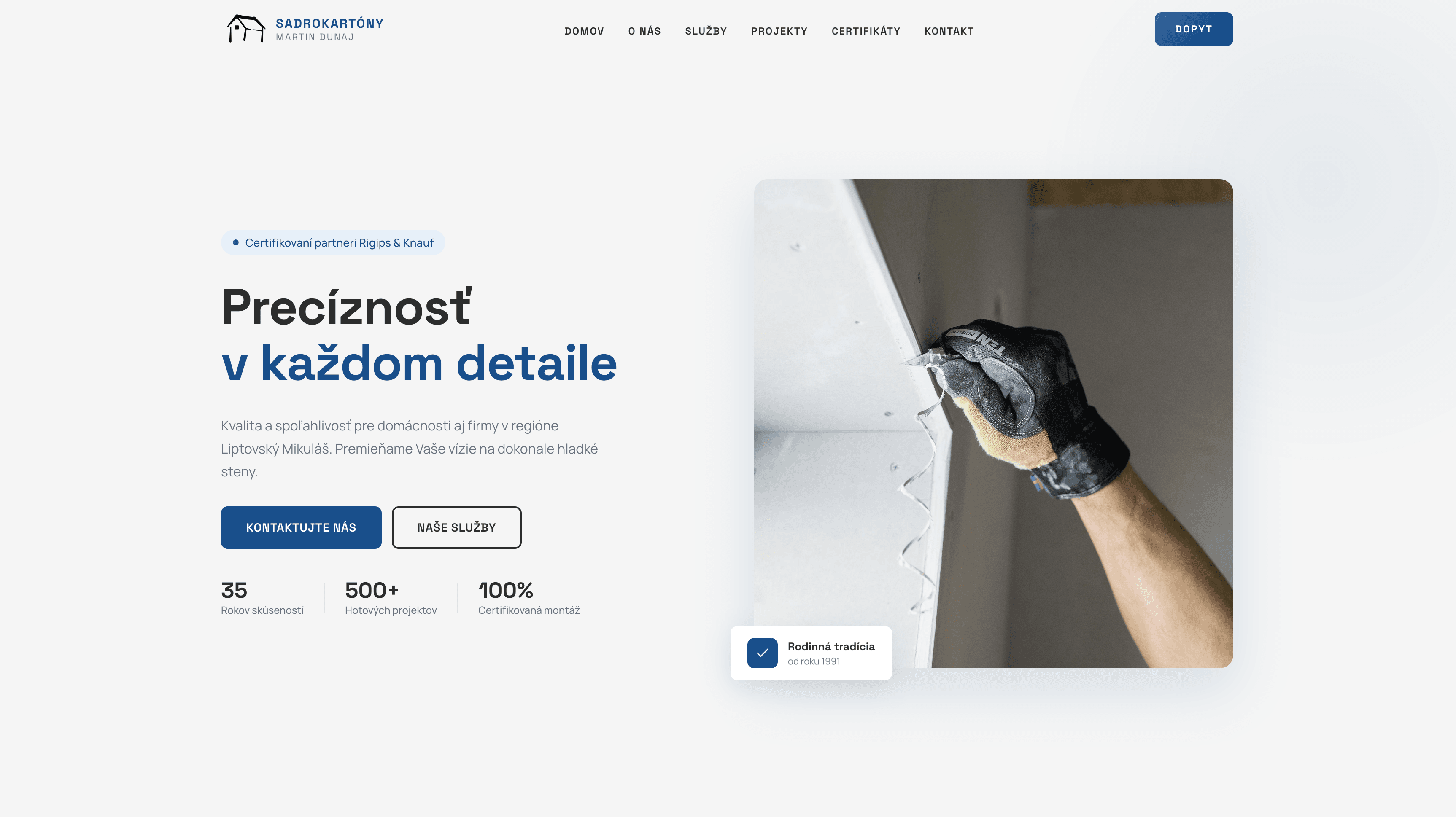 Sadrokartóny Dunaj Martin - website